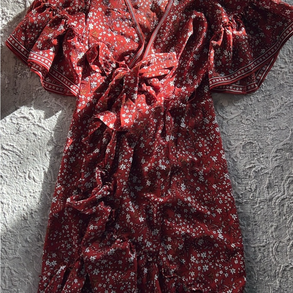 Floral Red Midi Dress